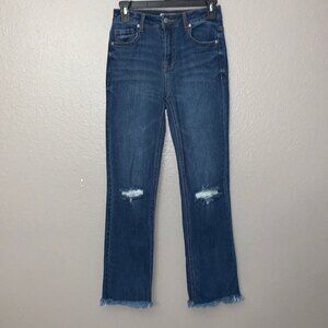 Harper Heritage High Rise Distressed Raw Hem denim Jeans Medium Wash 25